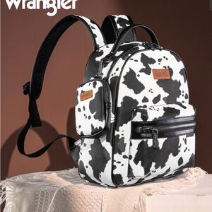 Wrangler Cow Print Backpack With Coin Pouch - Black